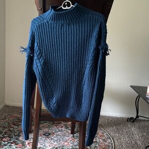 Blue Cable Knit Sweater